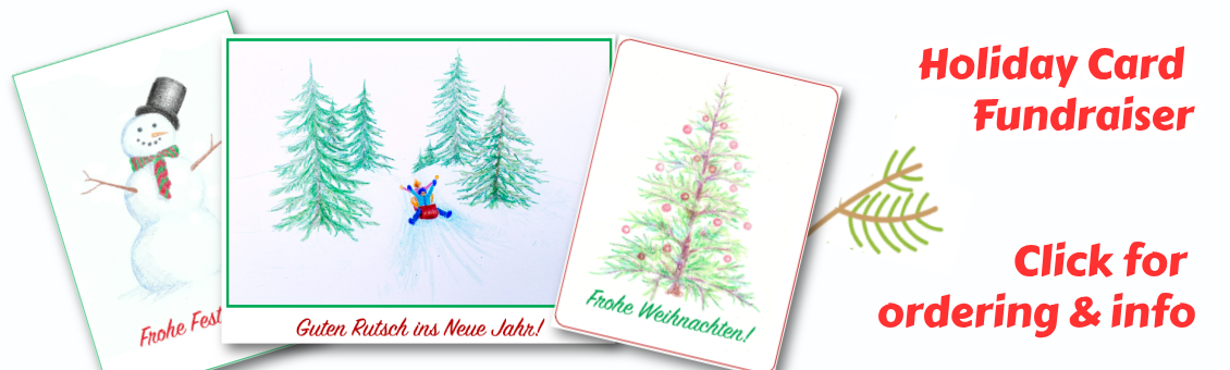 Image depicting three holiday cards. Holiday Card Fundraiser, click for for ordering and info.